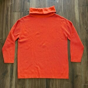Edinburgh Knitwear Ribbed Roll Neck Sweater‎ Marmalade Orange EK183 Mens Medium